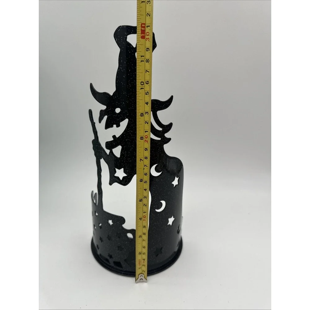 PartyLite Wilemina Witch Tealight Candle Holder‎ P90075 Black GliTTER Halloween - Picture 5 of 6